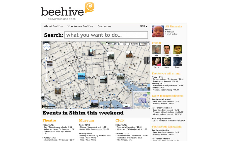 Frontpage in Beehive