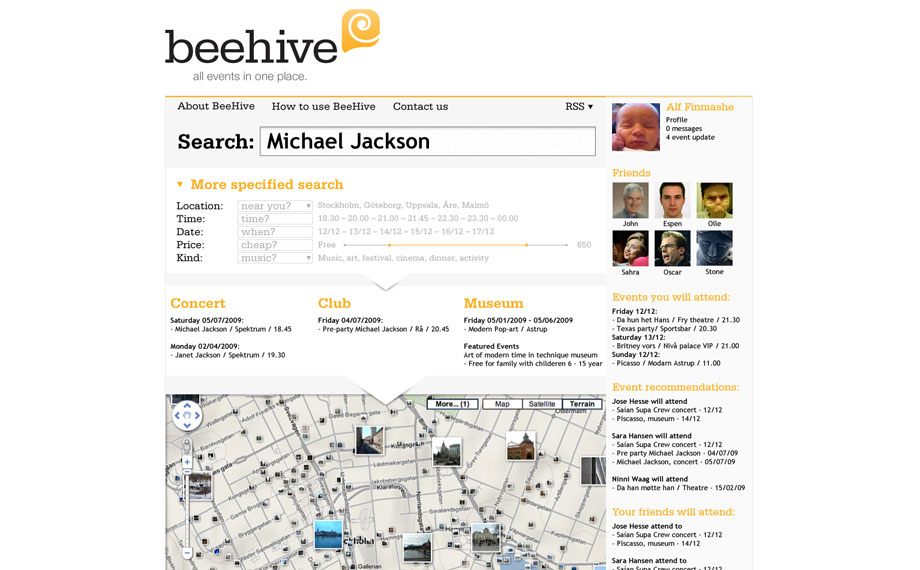 Search result in Beehive
